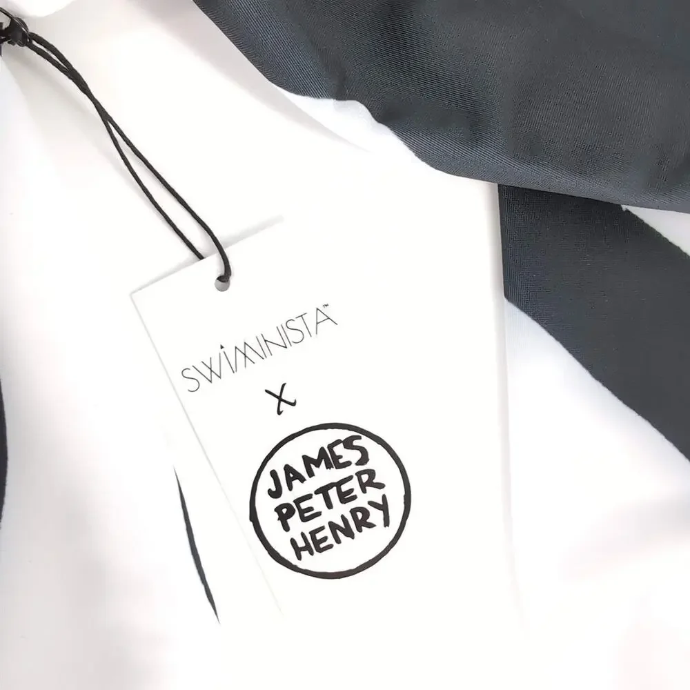 Swiminista x James Peter Henry Good Vibes Rashguard La Peer Black & White L NWT